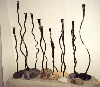 Forged metal candlesticks